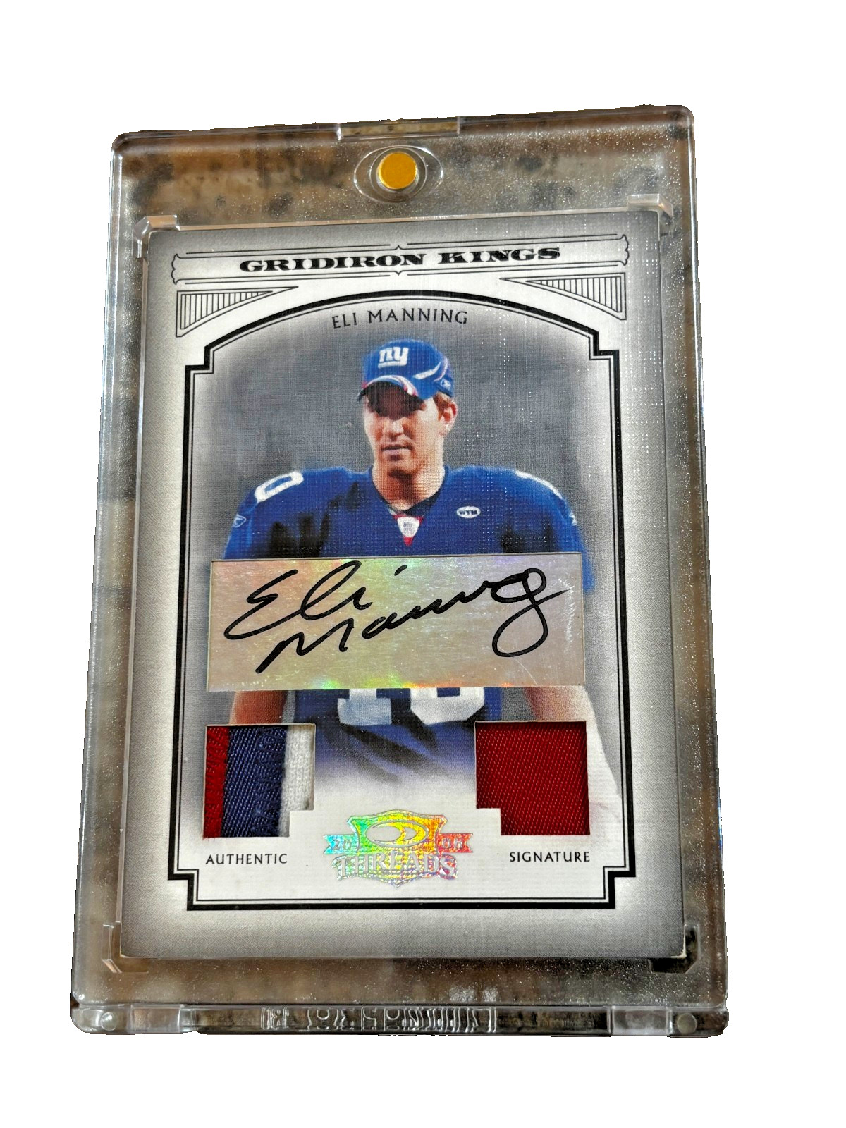 Eli Manning 2006 Dontuss Threads Gridiron Kings 3 Color Dual Patch AUTO -  1/2