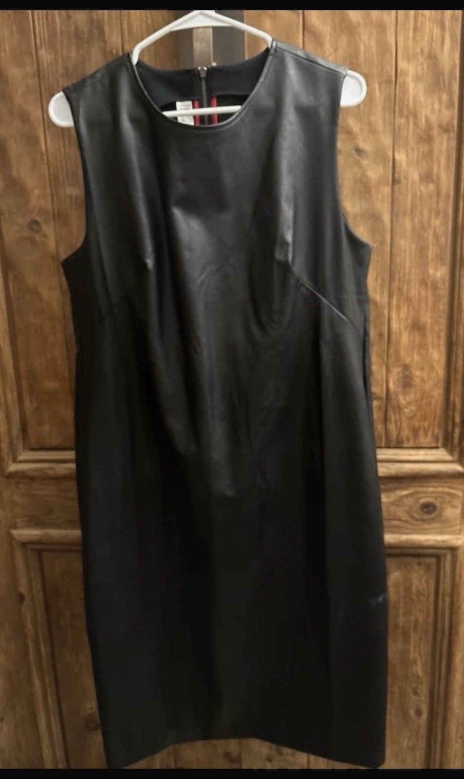 Spanx Womens Black Faux Leather Sheath Dress Midi Length Size XL Retail $228 Spanx Womens Black Faux Leather Sheath Dress Midi Length Size XL Retail $228