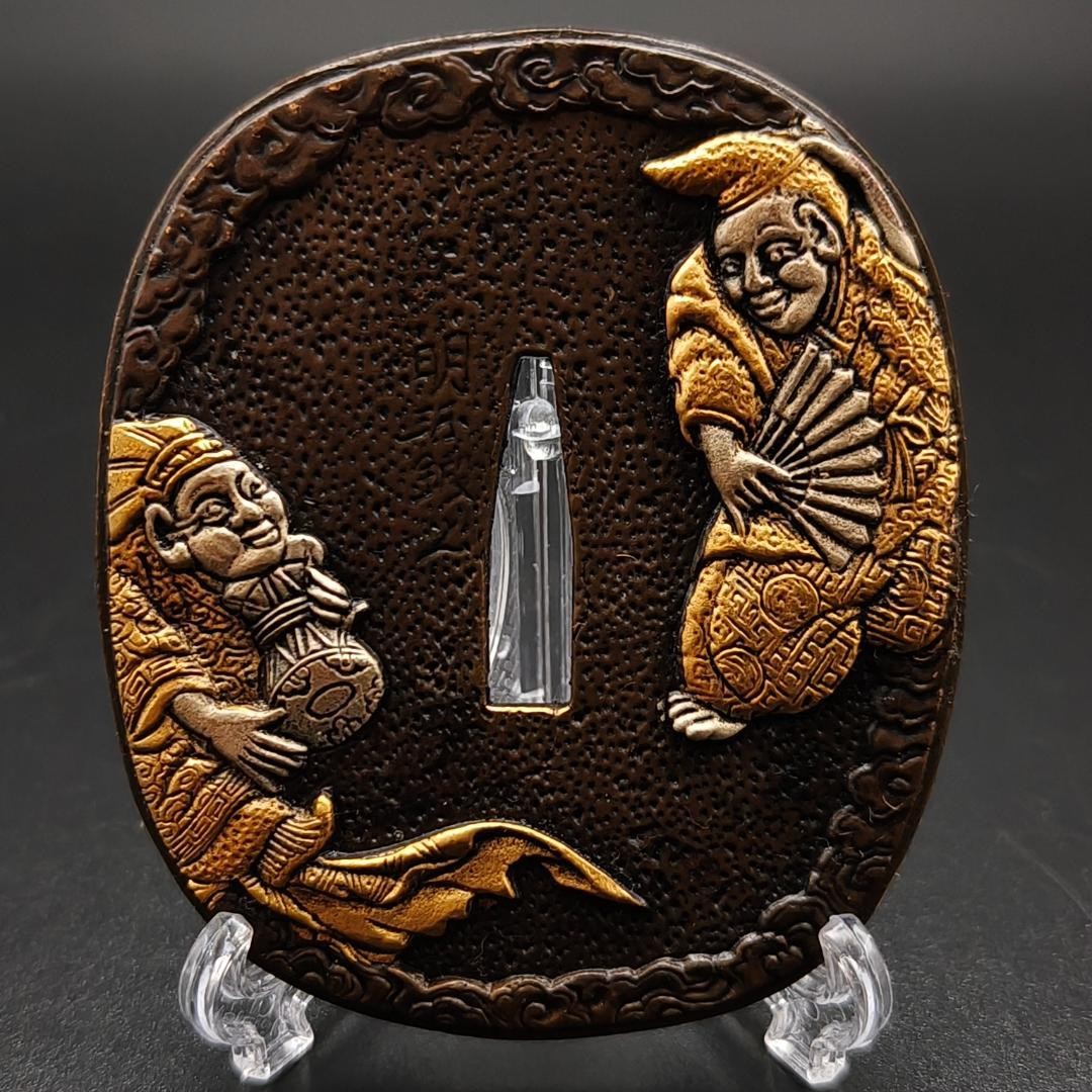 Japanese Title: Katana Tsuba, Actor Design, with Tsuba Stand, XG190, Tsuba, Copp
