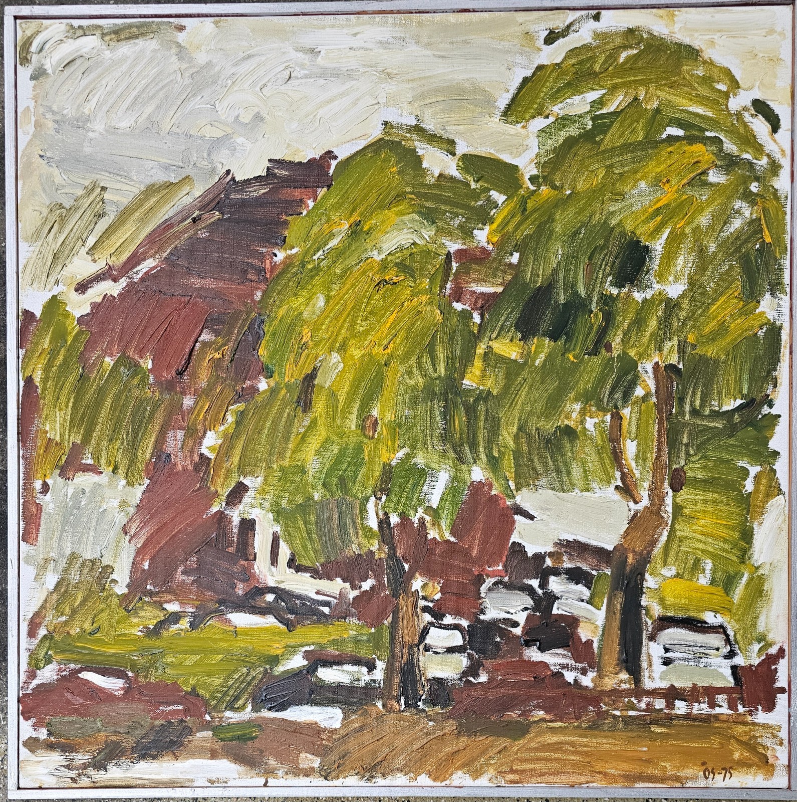 SCANDINAVIAN ART SWEDISH MODERNIST OIL PAINTING LANDSCAPE SIGNED ÖRJAN SANDENOR.