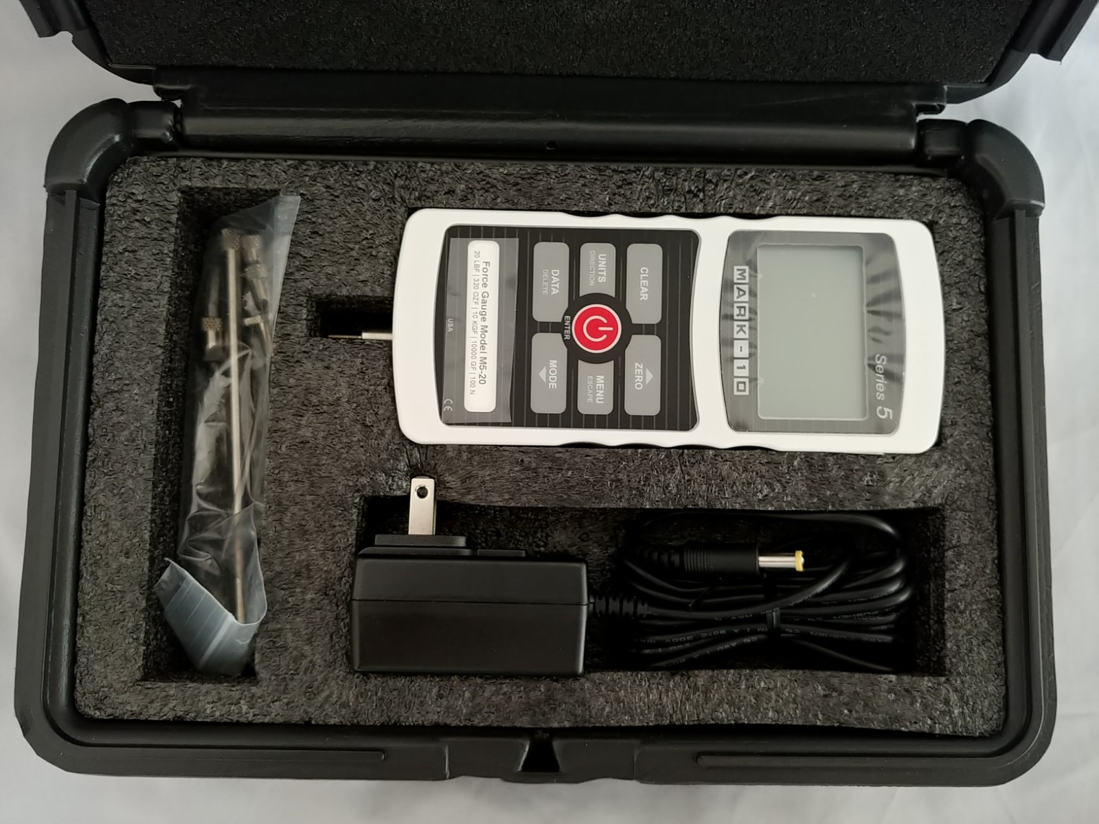 Mark-10 Series 5 Advanced Digital Force Gauge M5-20 with Calibration Cert Mark-10 Series 5 Advanced Digital Force Gauge M5-20 with Calibration Cert