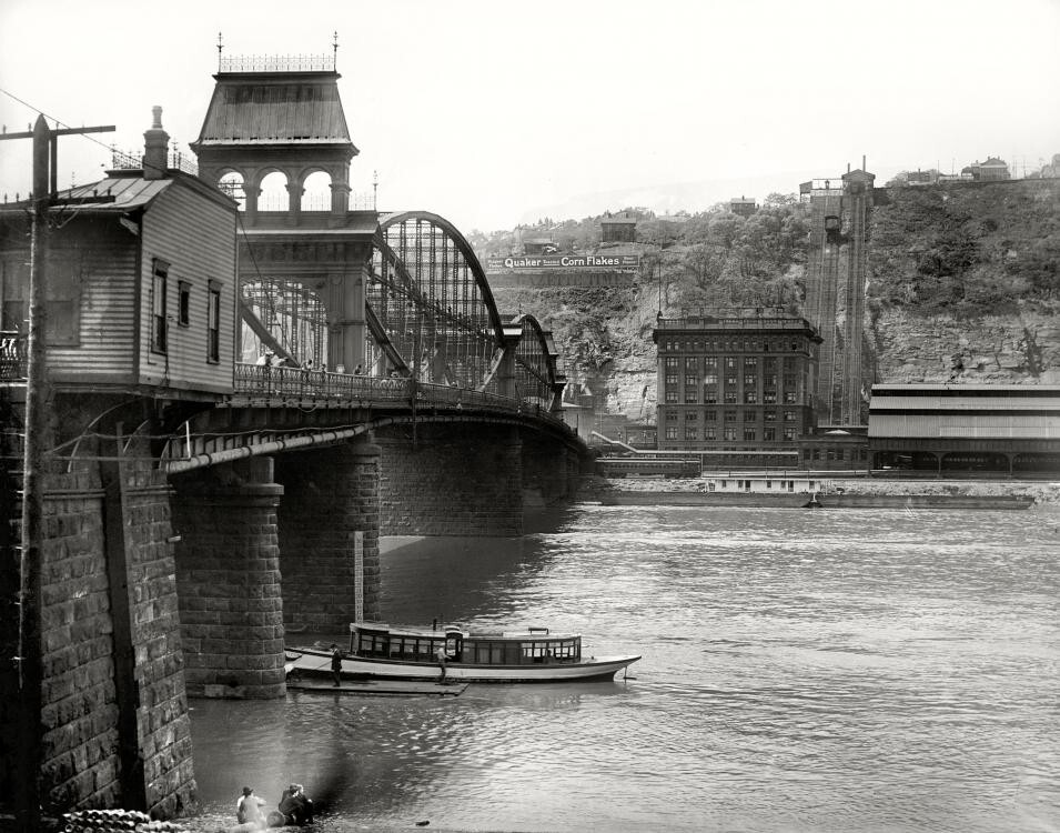Vintage Photo - Pittsburgh Smithfield Bridge & Monongahela Incline Cira 1908