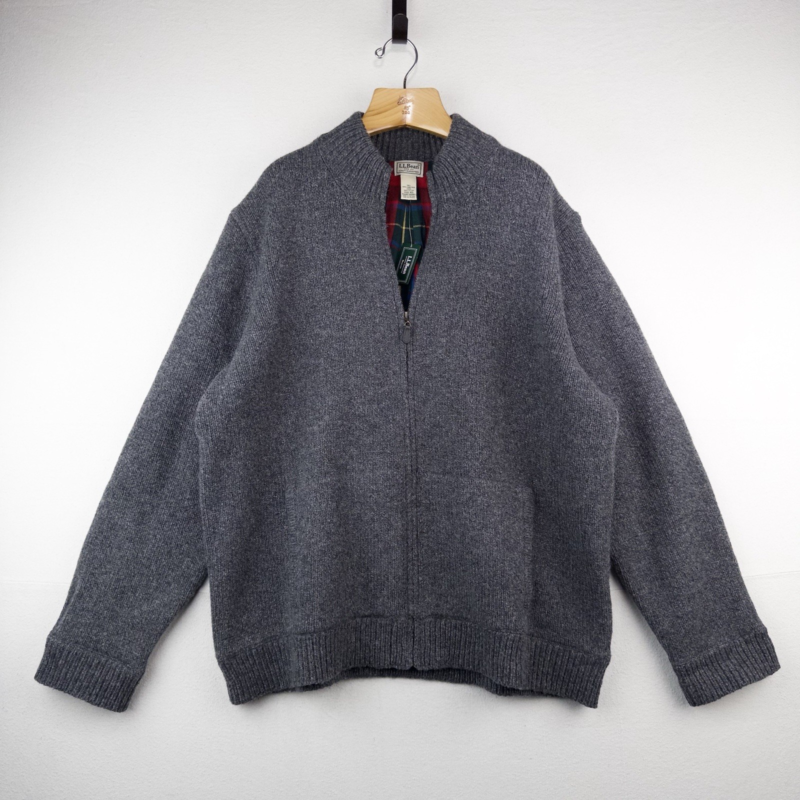 New L.L.Bean Classic Ragg Lambswool Cardigan Full-Zip Flannel Lined Men 3XL Gray New L.L.Bean Classic Ragg Lambswool Cardigan Full-Zip Flannel Lined Men 3XL Gray