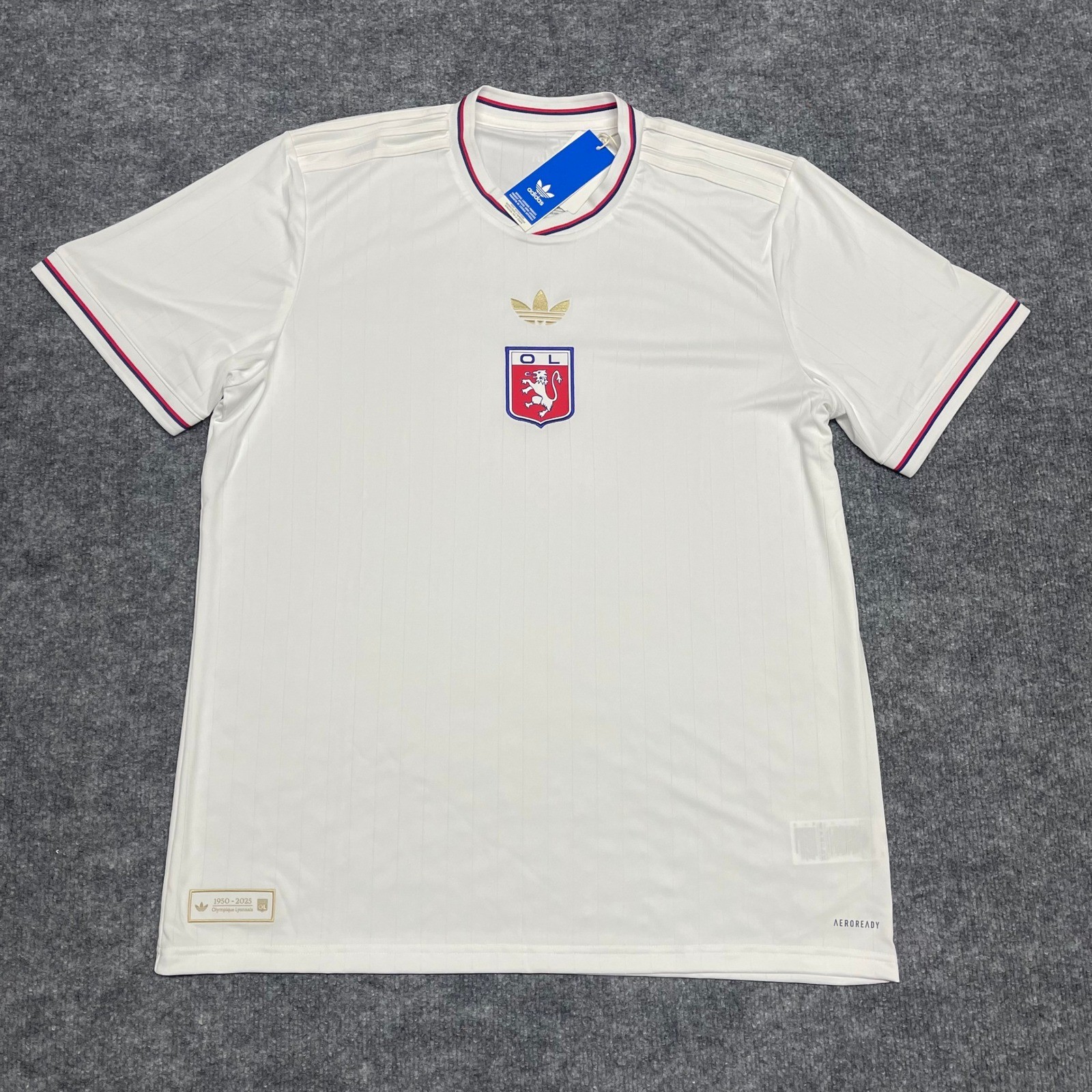 Olympique Lyonnais Jersey Mens XL White 75th Anniversary 75 Ans Les Gones Legacy