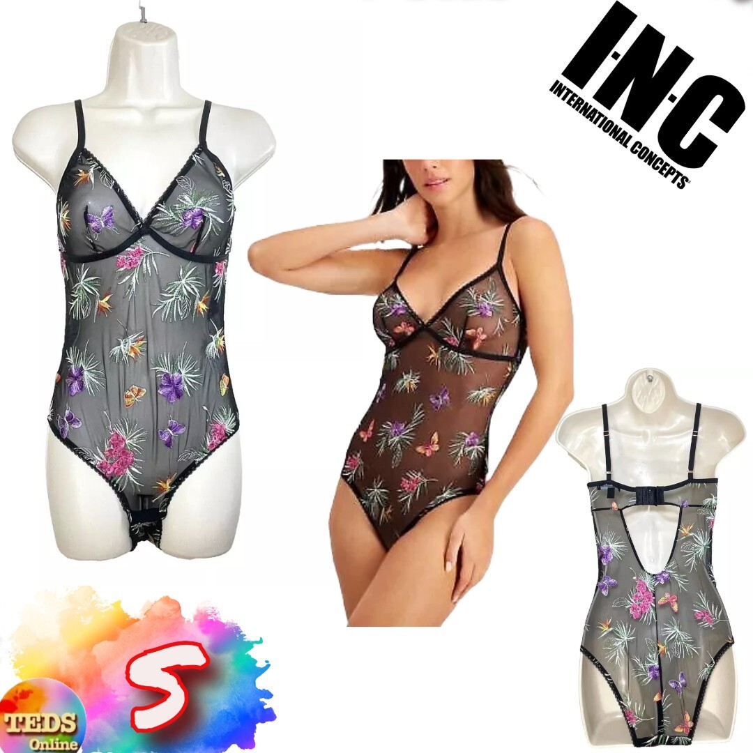 NWT INC Women\'s S Embroidered Mesh Bodysuit Tropical Floral 100122807 $40 NWT INC Women\'s S Embroidered Mesh Bodysuit Tropical Floral 100122807 $40