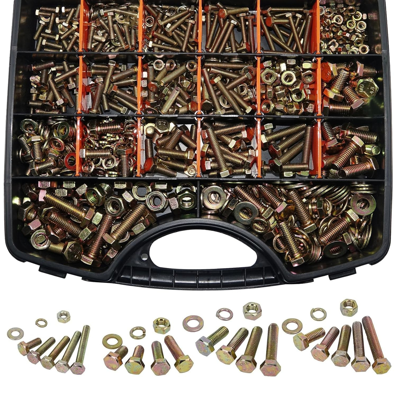 1020Pcs Grade 8.8 Metric Bolt Assortment Kit, M4 M5 M6 M8 Heavy Duty Hex Bolts 