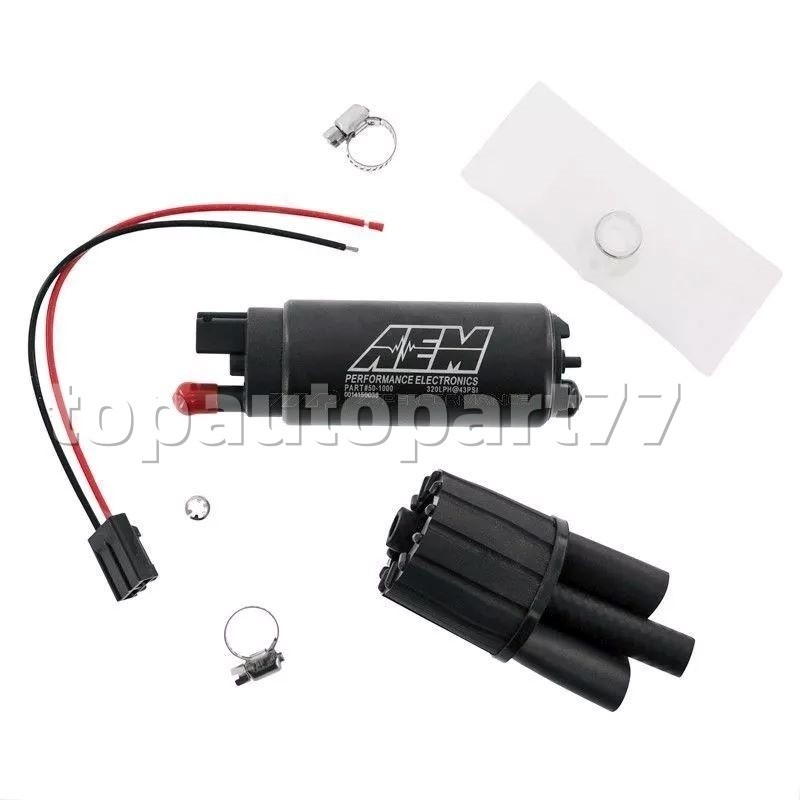50‑1000 AEM 340LPH EFI Fuel Pump w/ Install Kit & Strainer