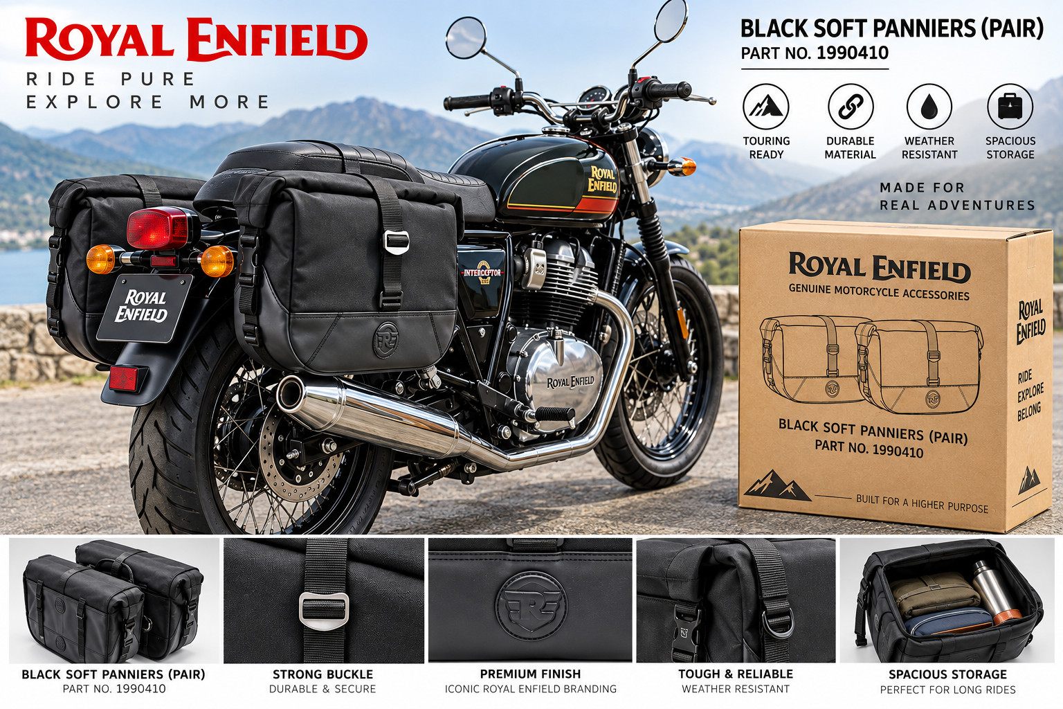 Fits Royal Enfield Interceptor 650 GT 650 Bags Black 1990410 Fits Royal Enfield Interceptor 650 GT 650 Bags Black 1990410