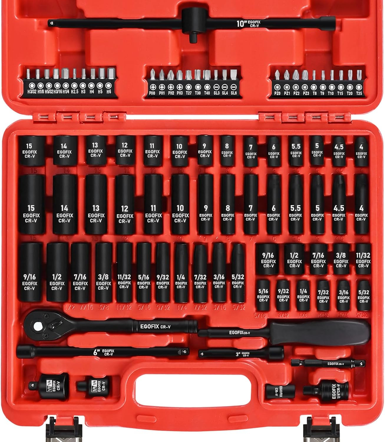 90Pcs 1/4 Drive Impact Socket Set Metric SAE 4-15mm Ratchet Tool Kit