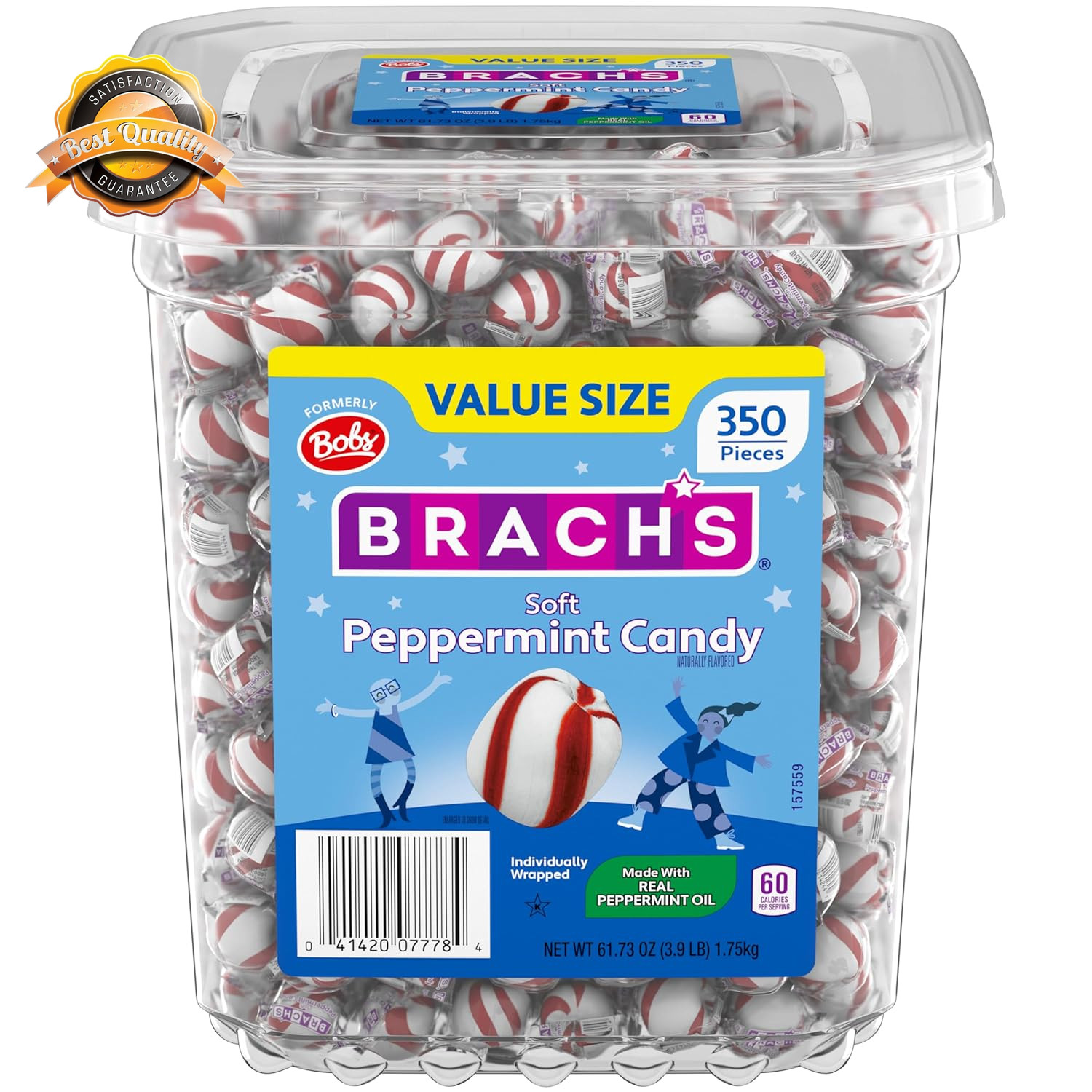 Soft Peppermint Candy Individually Wrapped Bulk Tub 350 Count 3.9 lb