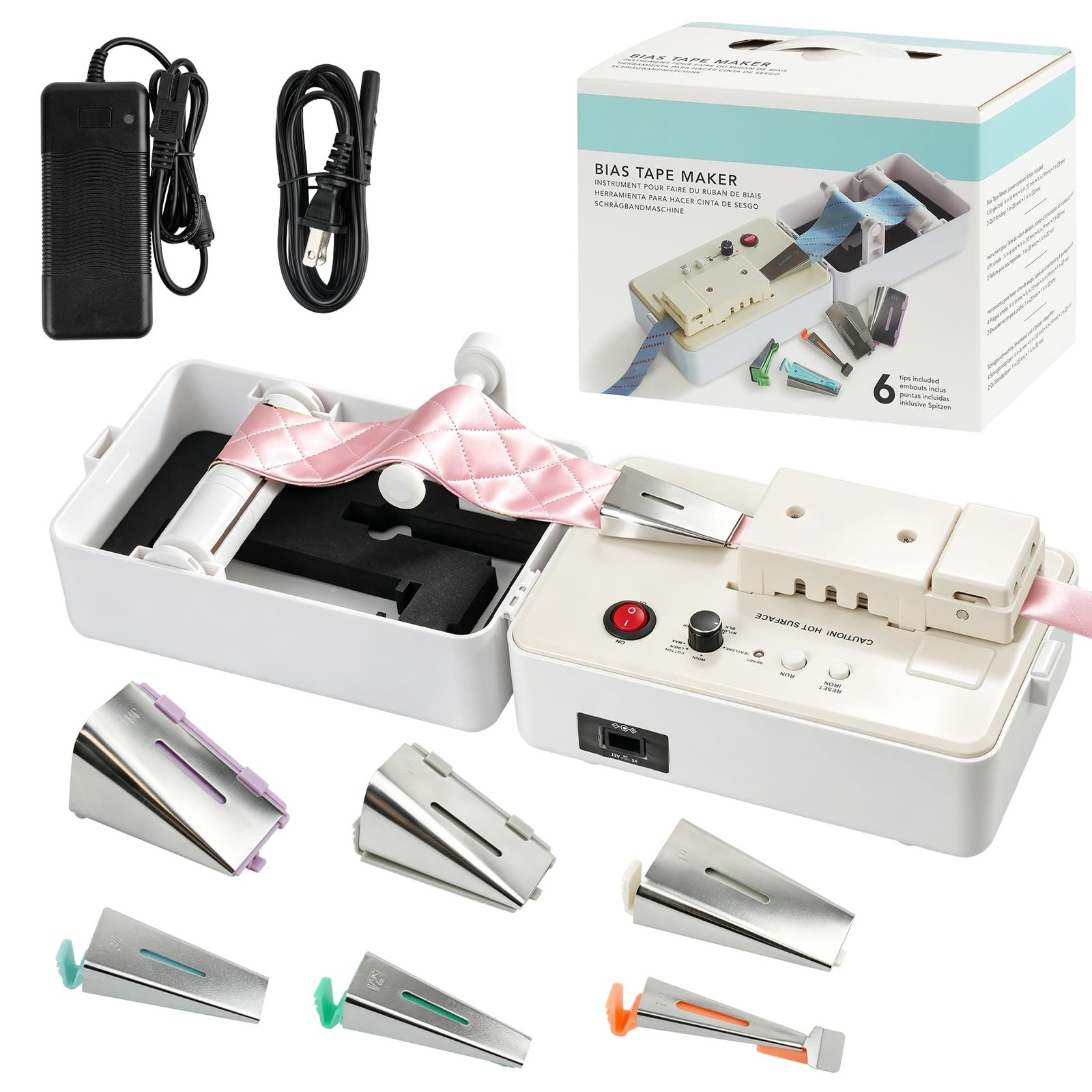 Bias Tape Maker Machine with 6 Different‑Sized Tips
