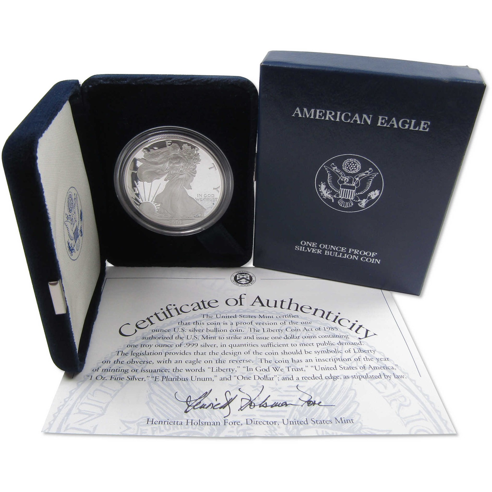 2003 W American Silver Eagle Proof $1 Coin Collectible OGP COA