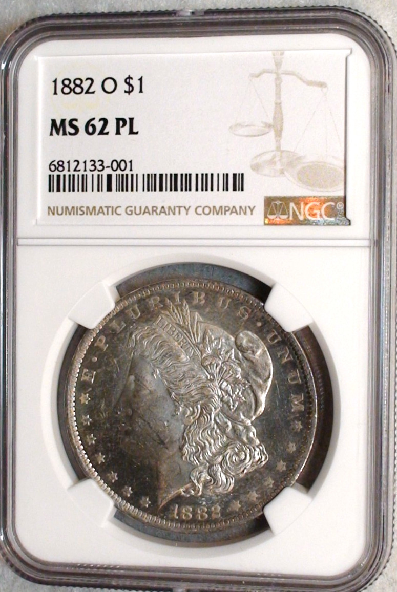 1882 O MORGAN SILVER DOLLAR NGC MS62 PROOFLIKE $1 Coin