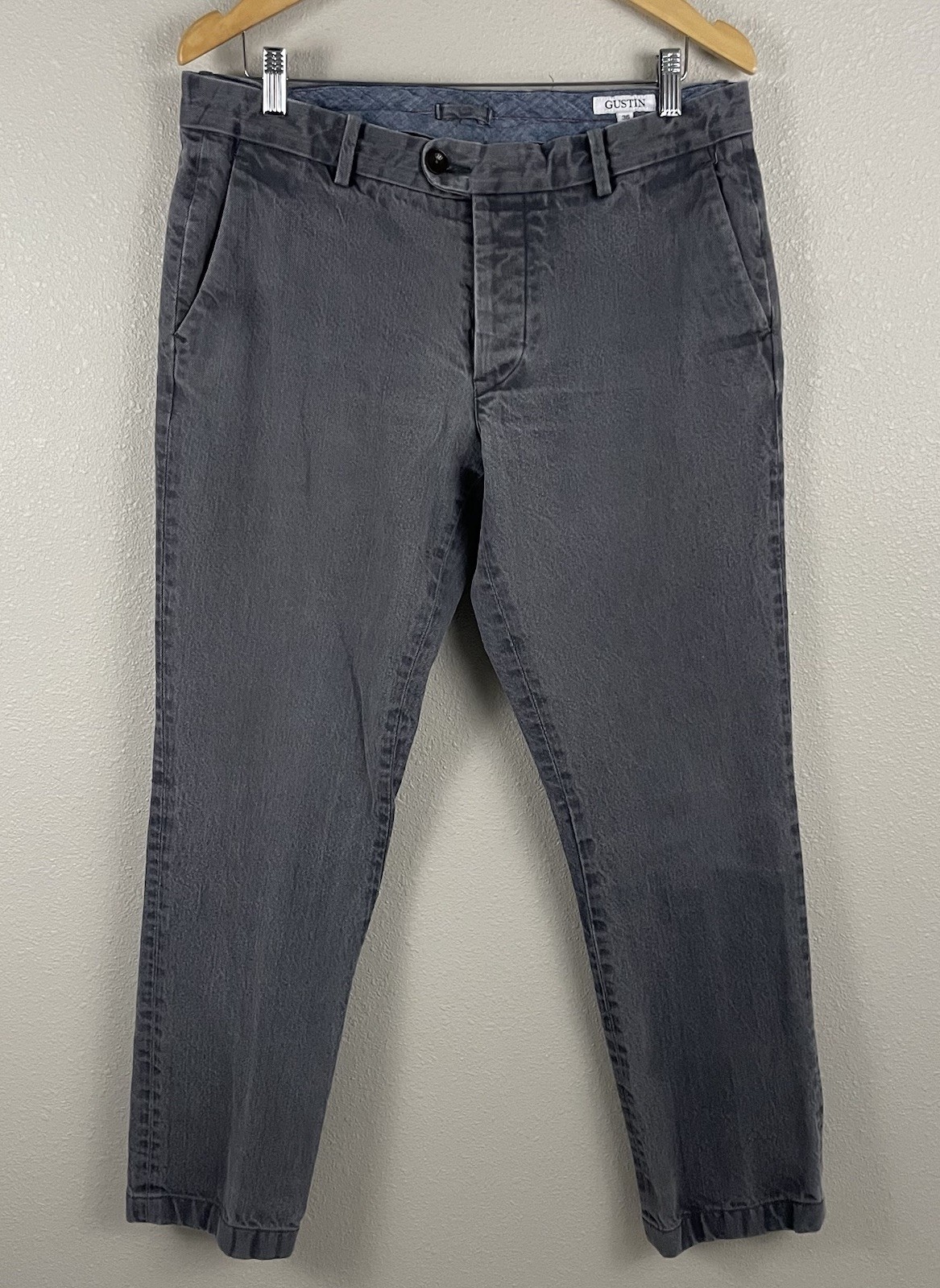 Gustin Mens 36x30 Washed Gray Slim Chino Pants Military Twill #52
