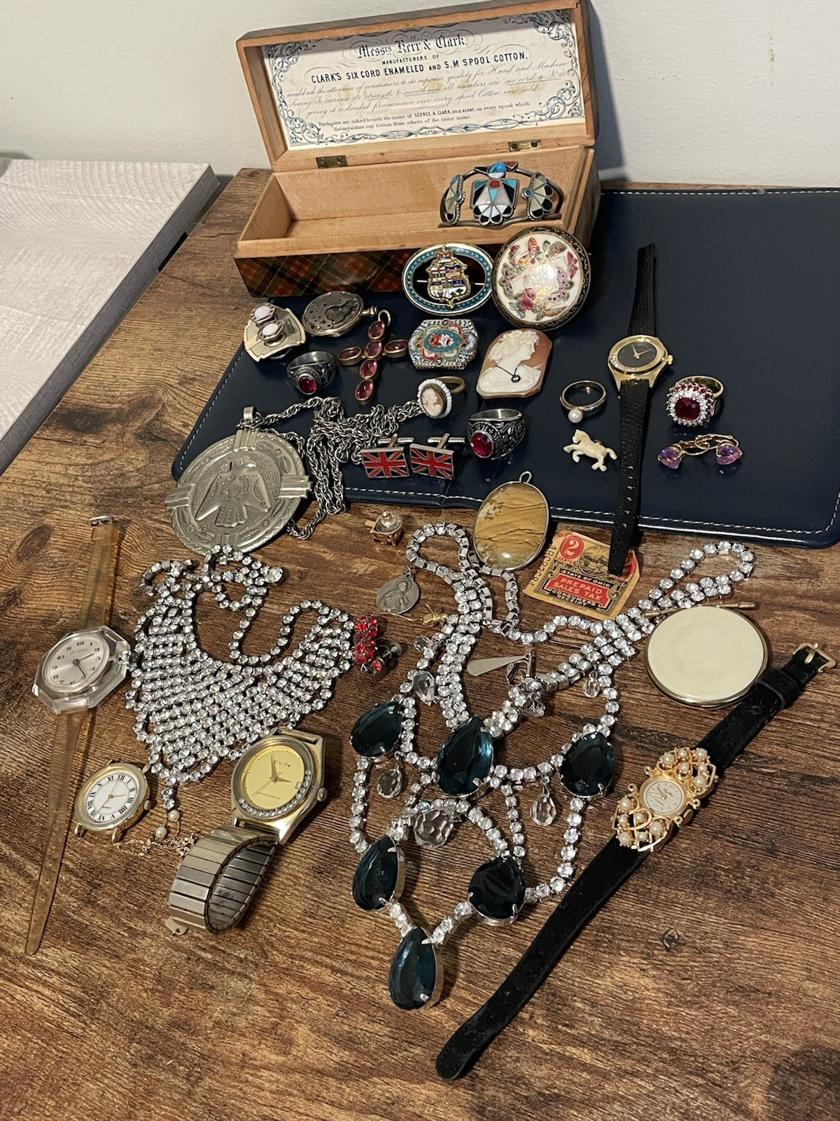 Vintage Jewelry Mixed Lot Estate Necklace, Rings, Watch, Rhinestones Vintage Jewelry Mixed Lot Estate Necklace, Rings, Watch, Rhinestones