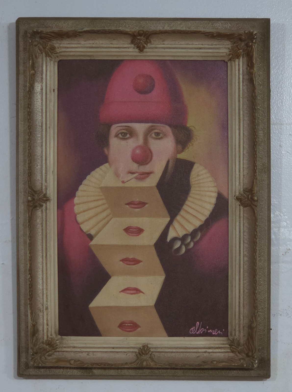AMAZING RAFAL OLBINSKI OIL ON CANVAS CIRCA 1988 WITH FRAME IN GOOD CONDITION
