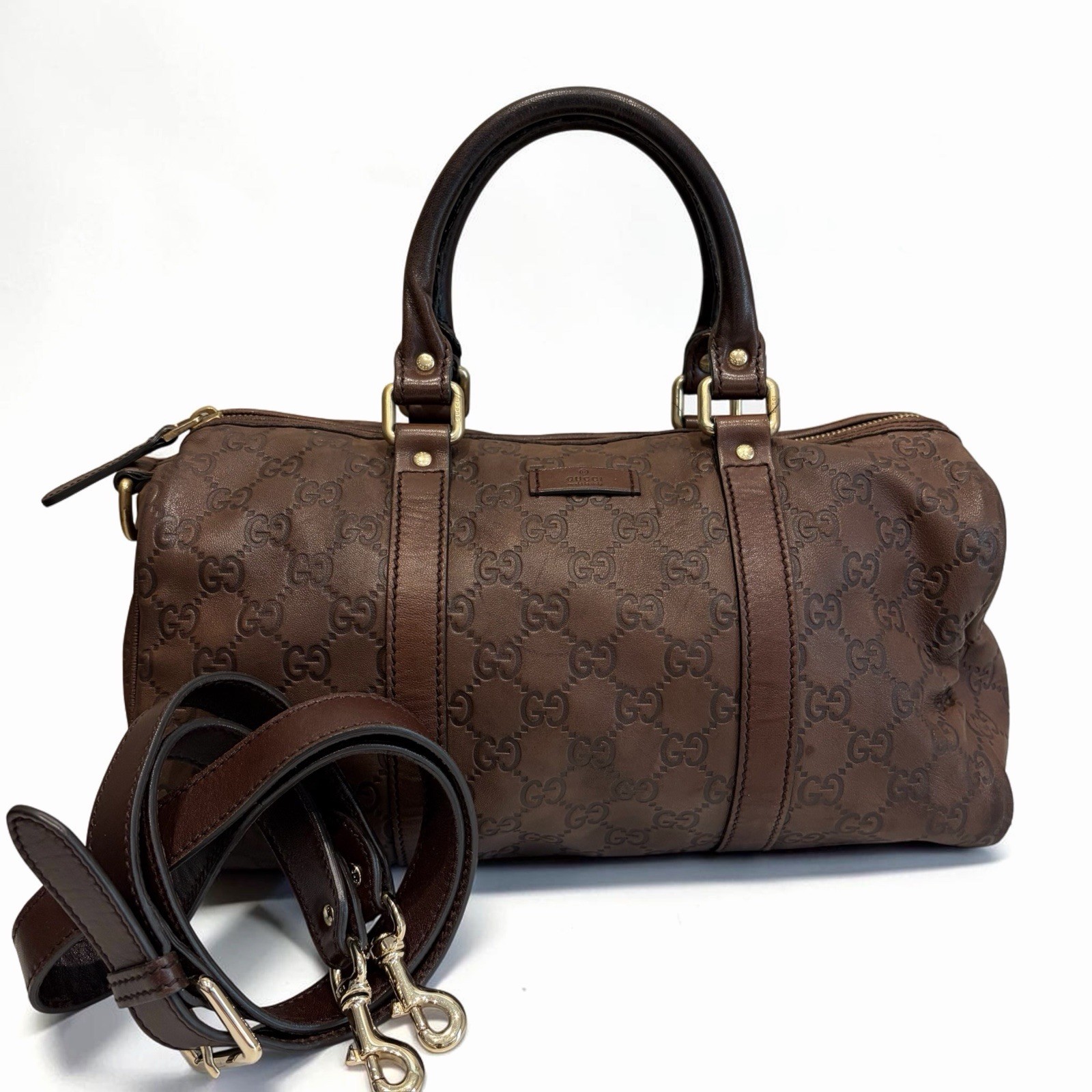 Gucci  Boston Bag  Leather Brown Authentic