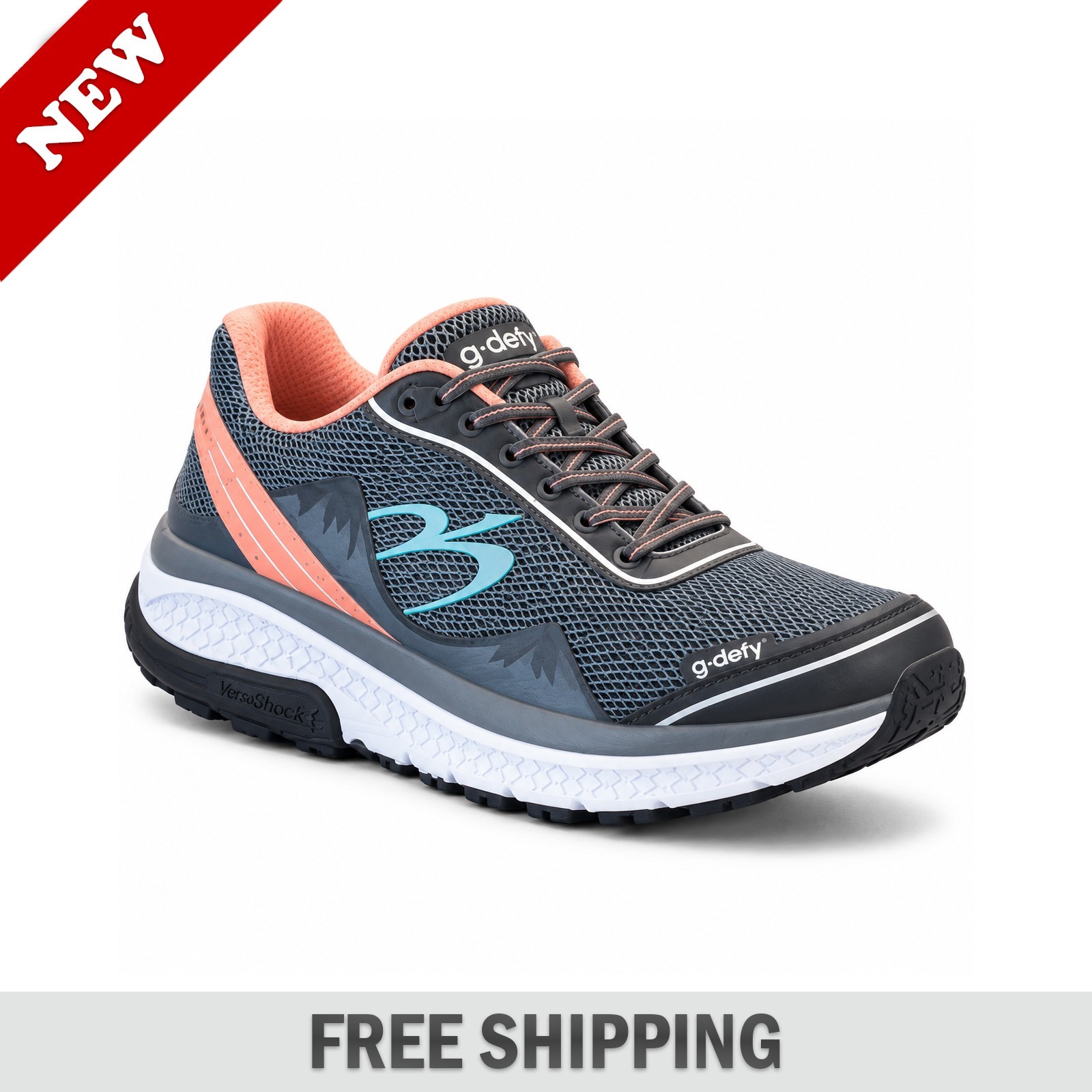 Gravity Defyer Womens MightyWalk Slip On Shoes Gray Salmon / FULL SIZE - NEW Gravity Defyer Womens MightyWalk Slip On Shoes Gray Salmon / FULL SIZE - NEW