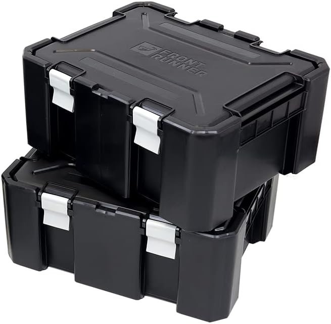 Front Runner Wolf Pack Pro Twin Set Heavy-Duty Stackable Storage Boxes Black