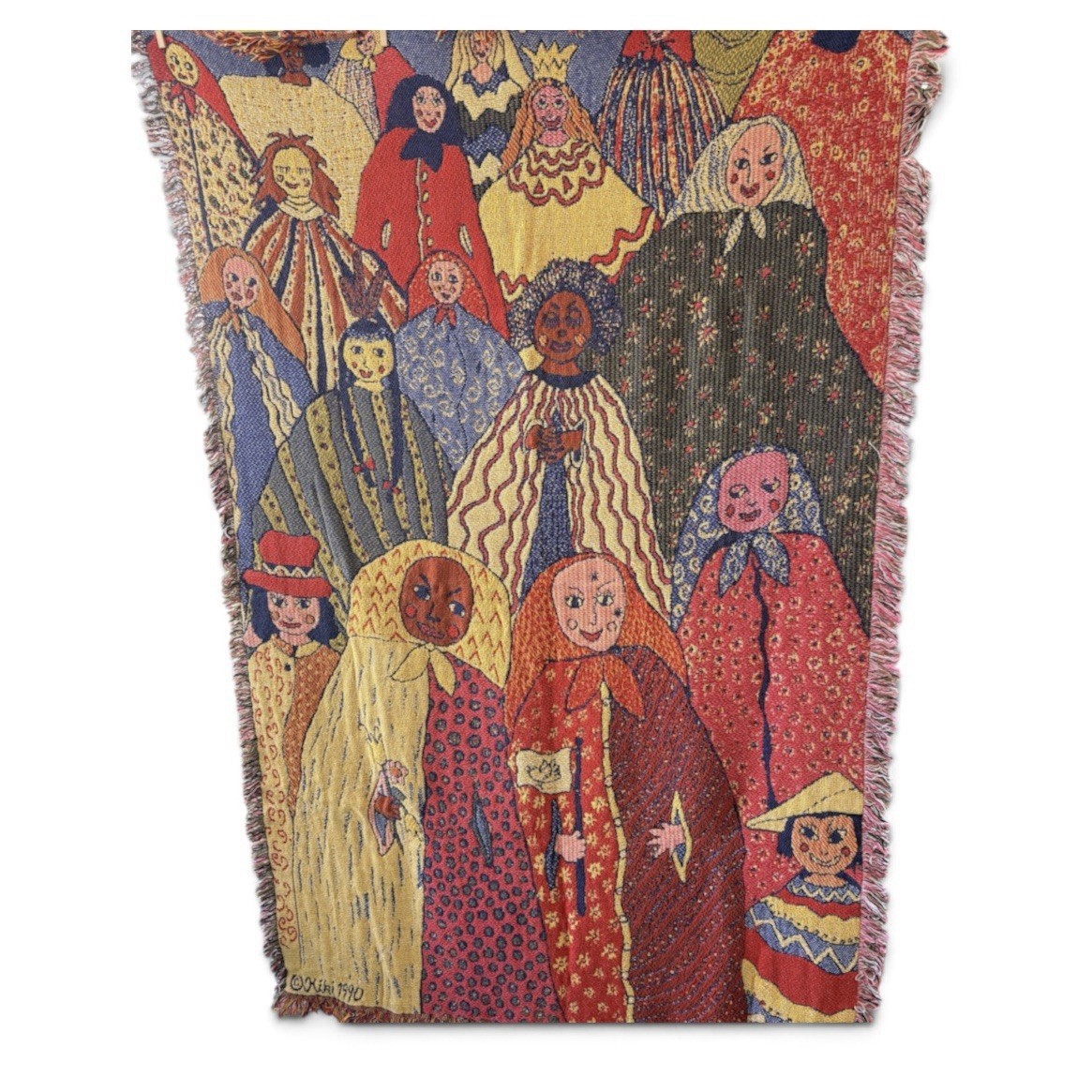 VTG 1990 Kiki Suarez Many Strong Beautiful Women Woven Tapestry Throw Blanket 