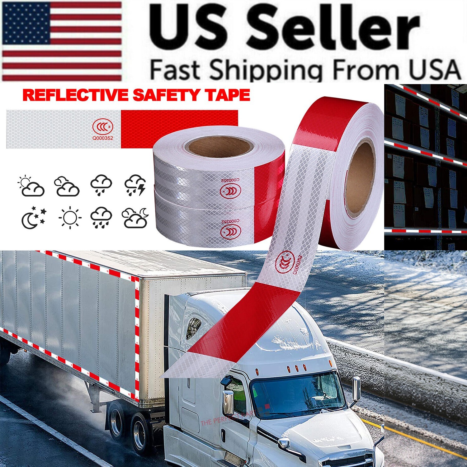 Reflective Tape CONSPICUITY Trailer Safety Warning Sign Auto Truck Red White NEW Reflective Tape CONSPICUITY Trailer Safety Warning Sign Auto Truck Red White NEW