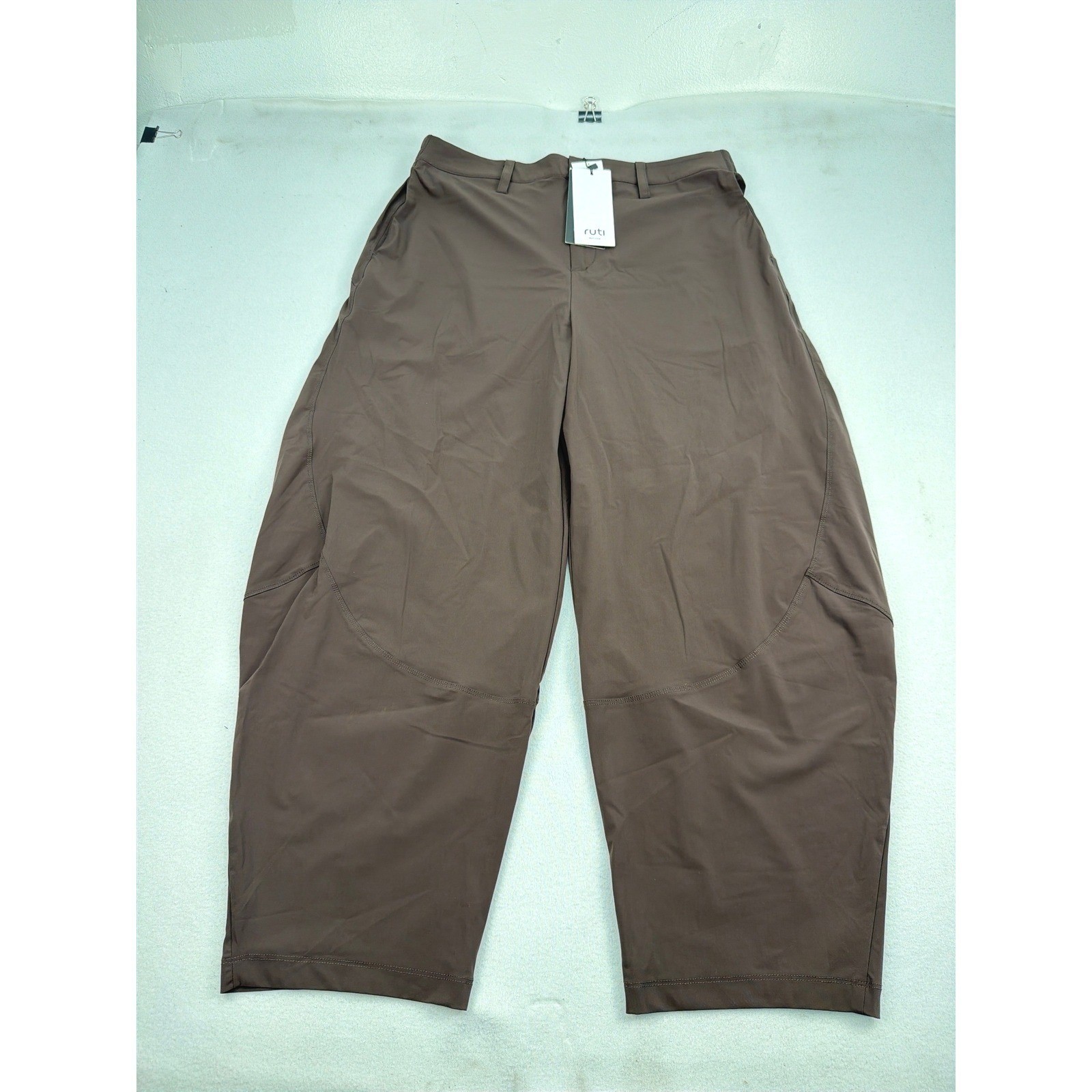 Ruti The Wide-ish Pants Coffee Brown High Rise Stretch Trousers Size 12 NEW