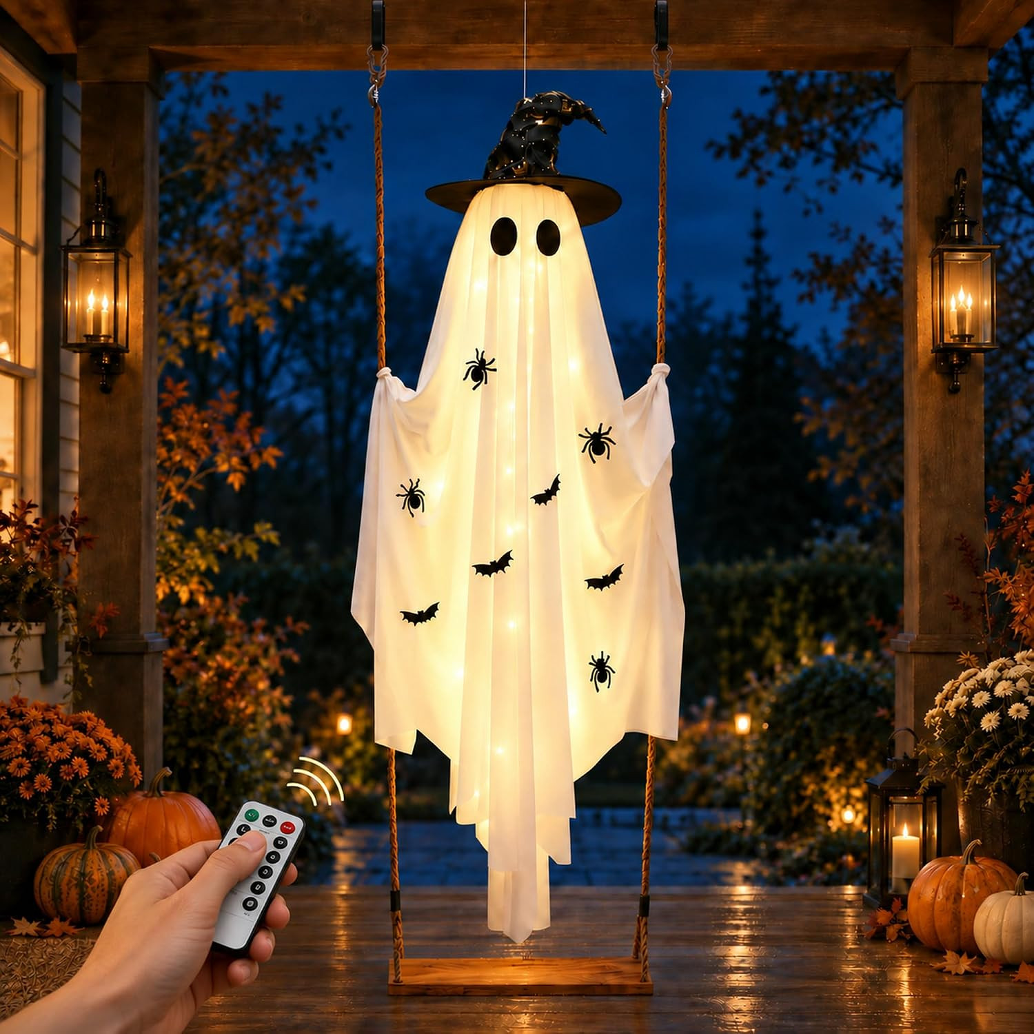 Halloween Decorations Outdoor,5.9Ft Halloween Swinging Ghost Outdoor Decor
