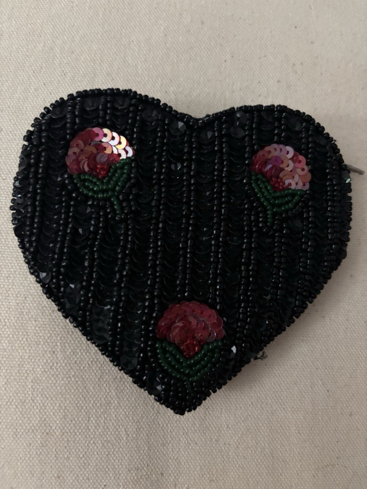 VTG Y2K Frangi Beaded Heart Evening Bag H 4.25 W 4.25 Black Rose Sequin NEW VTG Y2K Frangi Beaded Heart Evening Bag H 4.25 W 4.25 Black Rose Sequin NEW