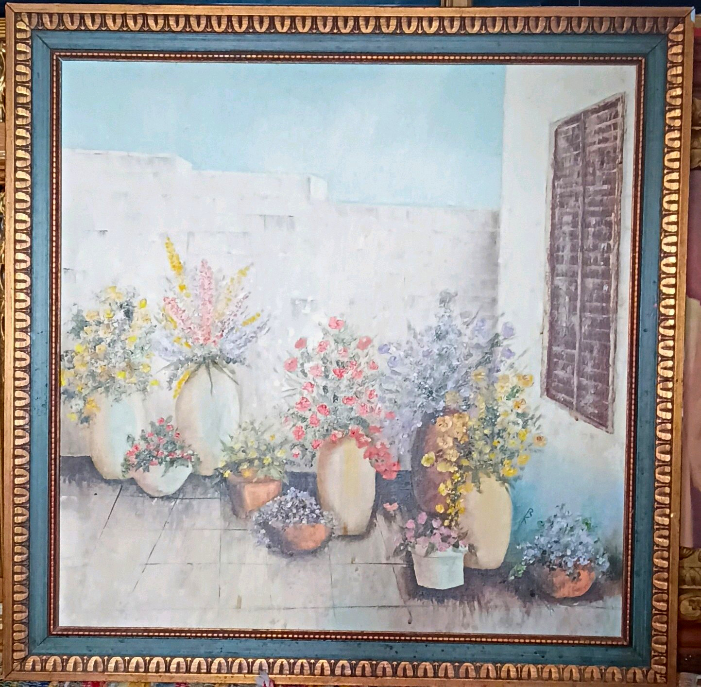 Large Framed Artist Monogram Signature BR/BK  U.S. International Art Guild 28x28