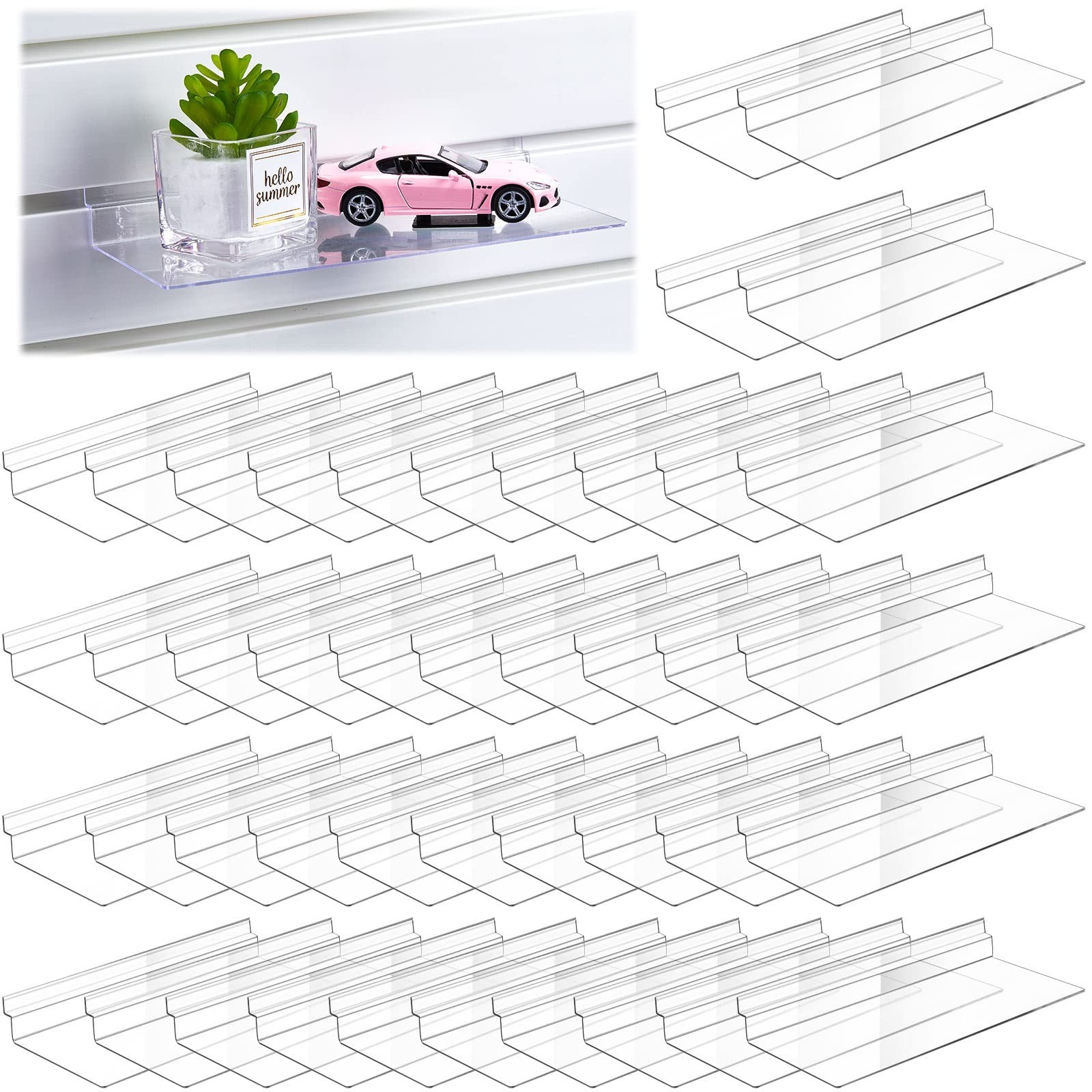 45 Pcs Clear Hanging Slatwall Shelves Accessories - Wire Shelf for Retail Displa 45 Pcs Clear Hanging Slatwall Shelves Accessories - Wire Shelf for Retail Displa