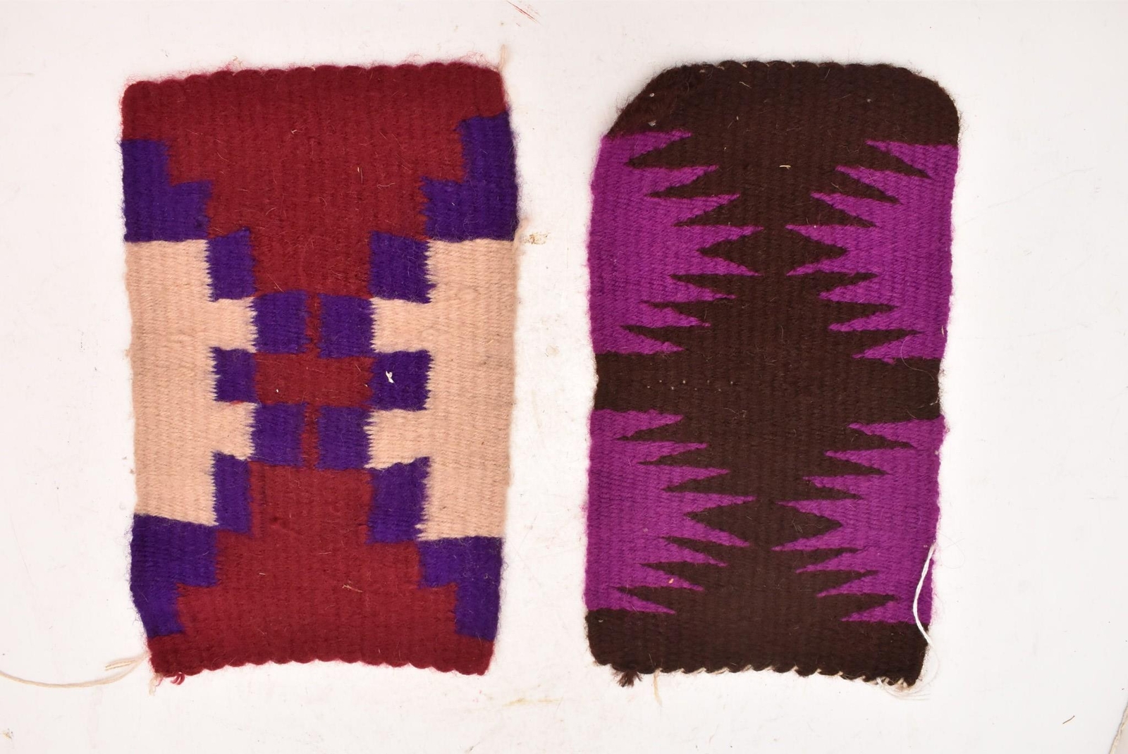 LOT of 2 Atq Small Navajo Rug Native American Indian Textiles 10x7\