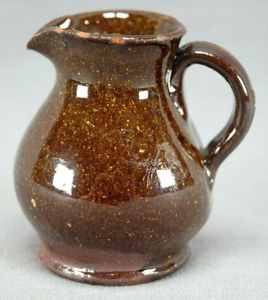 American Probably Philadelphia Brown Glazed Redware Miniature Pitcher C. 1820 American Probably Philadelphia Brown Glazed Redware Miniature Pitcher C. 1820