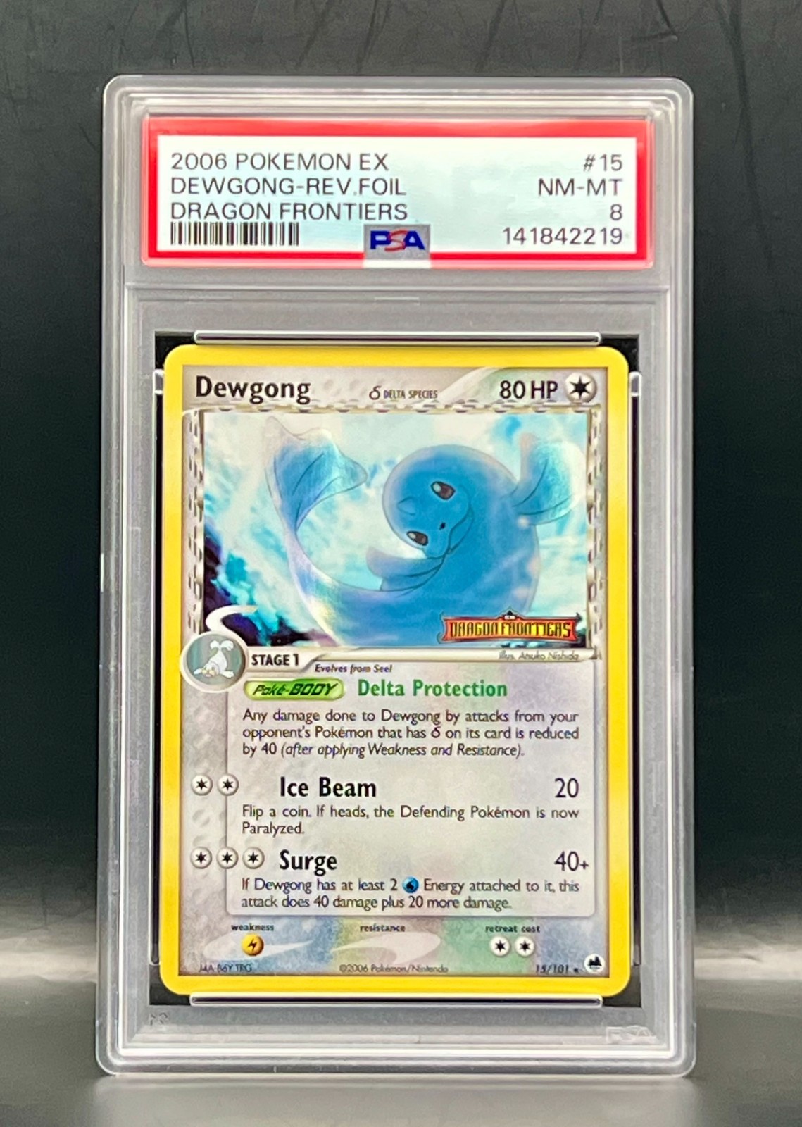 Dewgong 15/101 Reverse Holo Rare Stamped-2006 Pokémon EX Dragon Frontiers PSA 8 Dewgong 15/101 Reverse Holo Rare Stamped-2006 Pokémon EX Dragon Frontiers PSA 8