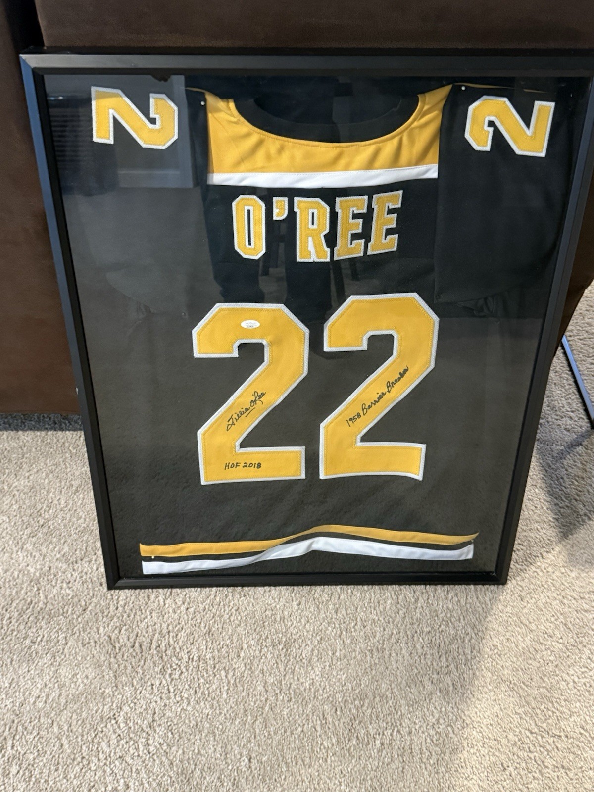 Willie O’ree Signed Jersey With Case Willie O’ree Signed Jersey With Case