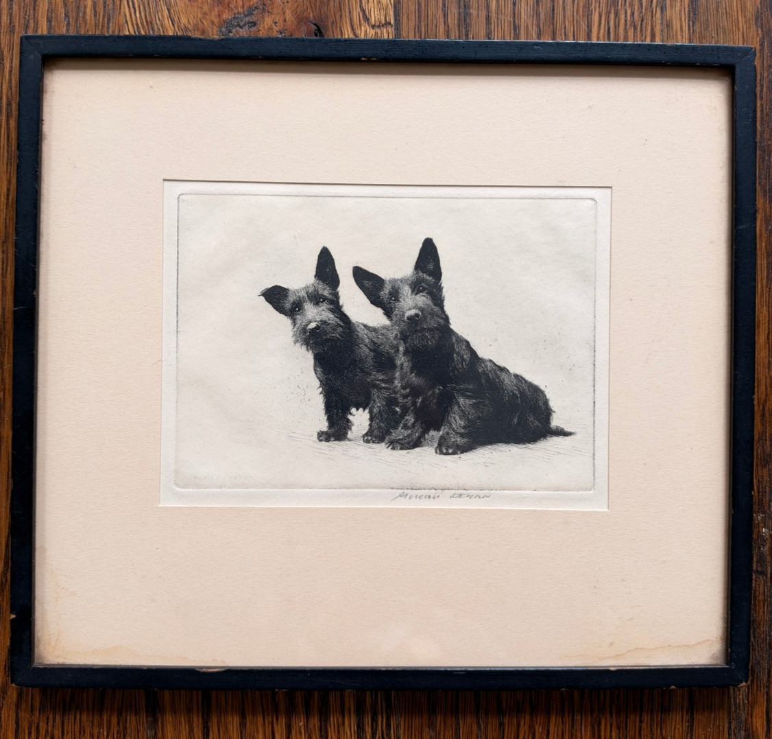 Morgan Dennis When Do We Eat Etching Pencil Signed Scottish Terriers Framed
