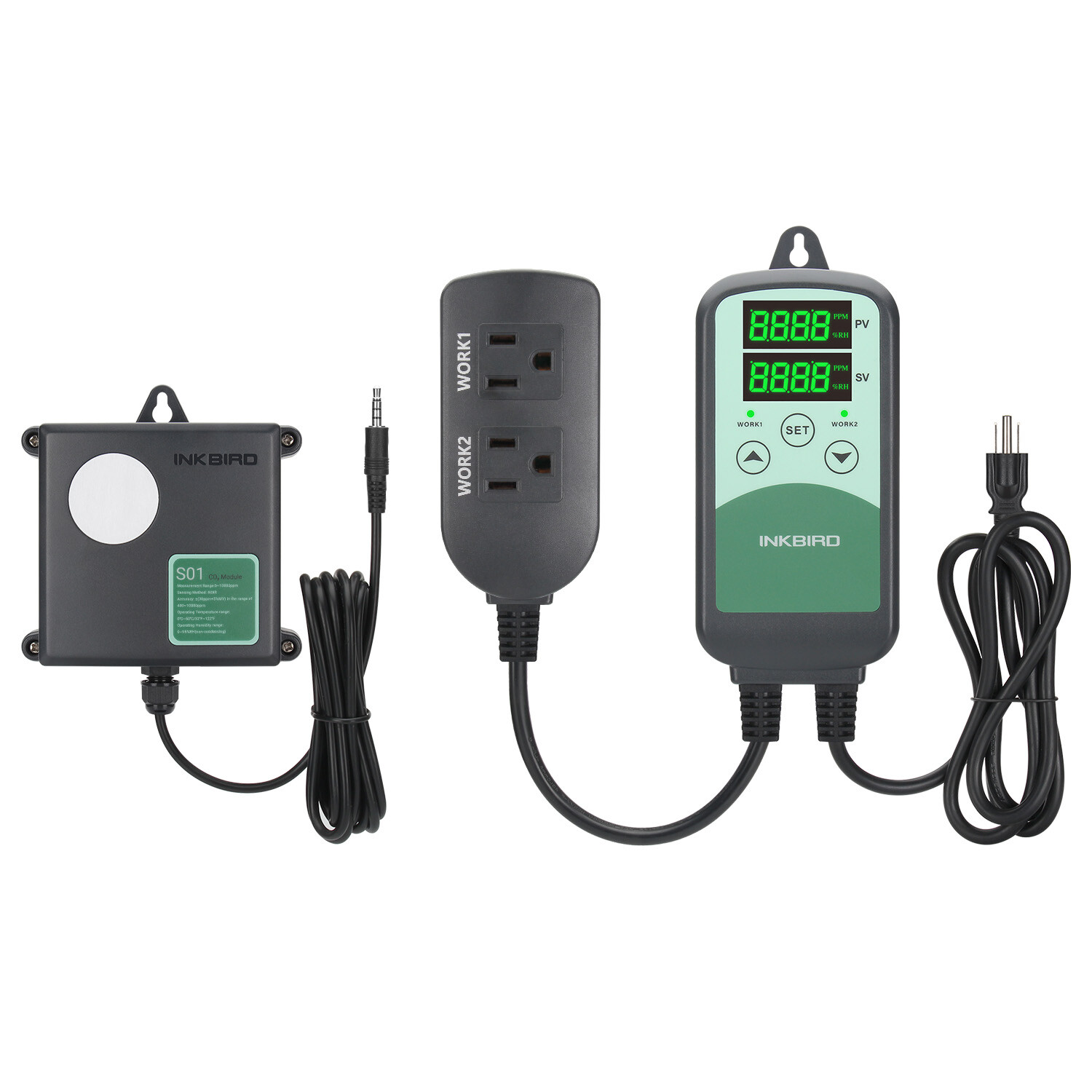 INKBIRD Digital CO2 Controller Monitor ICC-500T With Sensor Probe Green House US