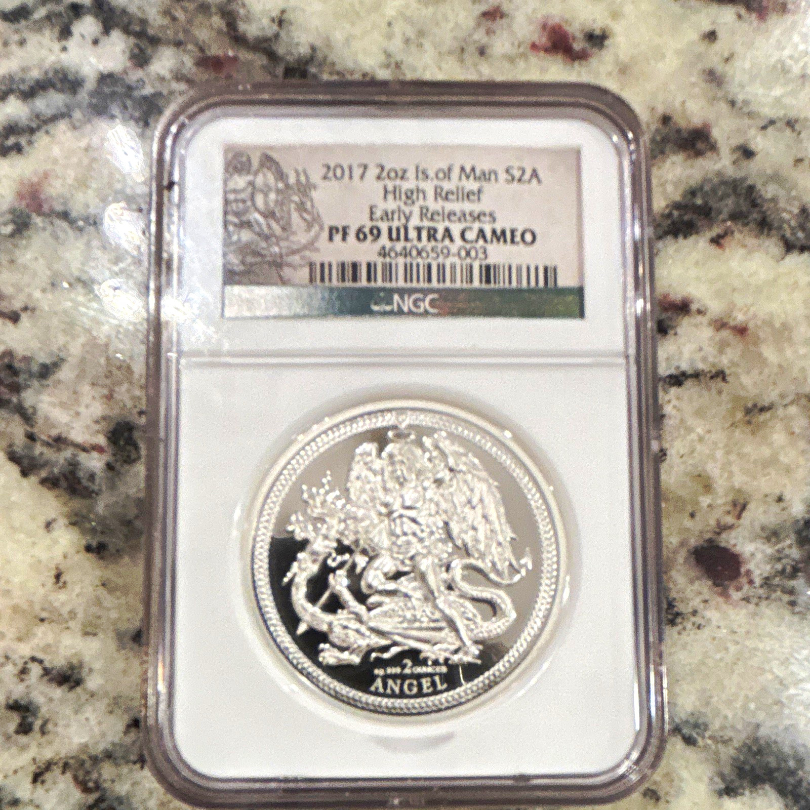 2017 Isle of Man 2 oz .999 Silver Angel High Relief NGC PF69 UC Early Releases