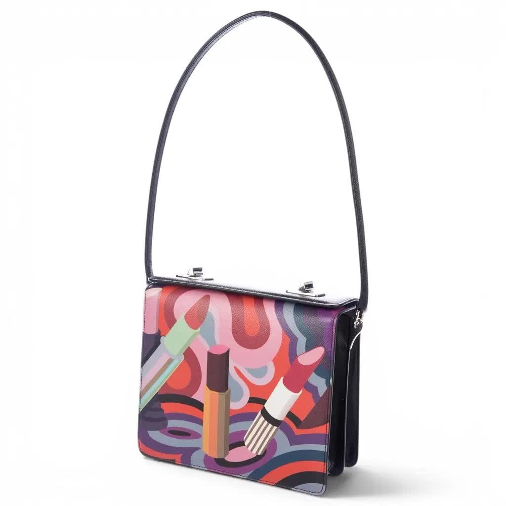 Prada Saffiano Print Lipstick Shoulder Bag Leather Multicolour Small NWT