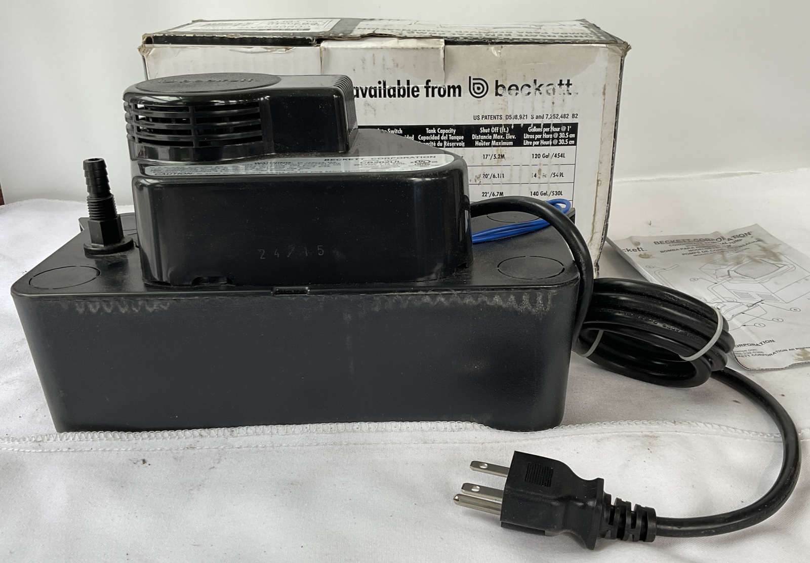 Beckett Corporation Condensate Removal Pump /CB202UL 230Volts New Beckett Corporation Condensate Removal Pump /CB202UL 230Volts New
