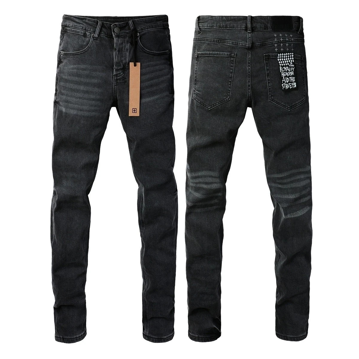 New KSUBI Men's Personality Fashion Slim Fit Jeans Teens Solid Color Jeans