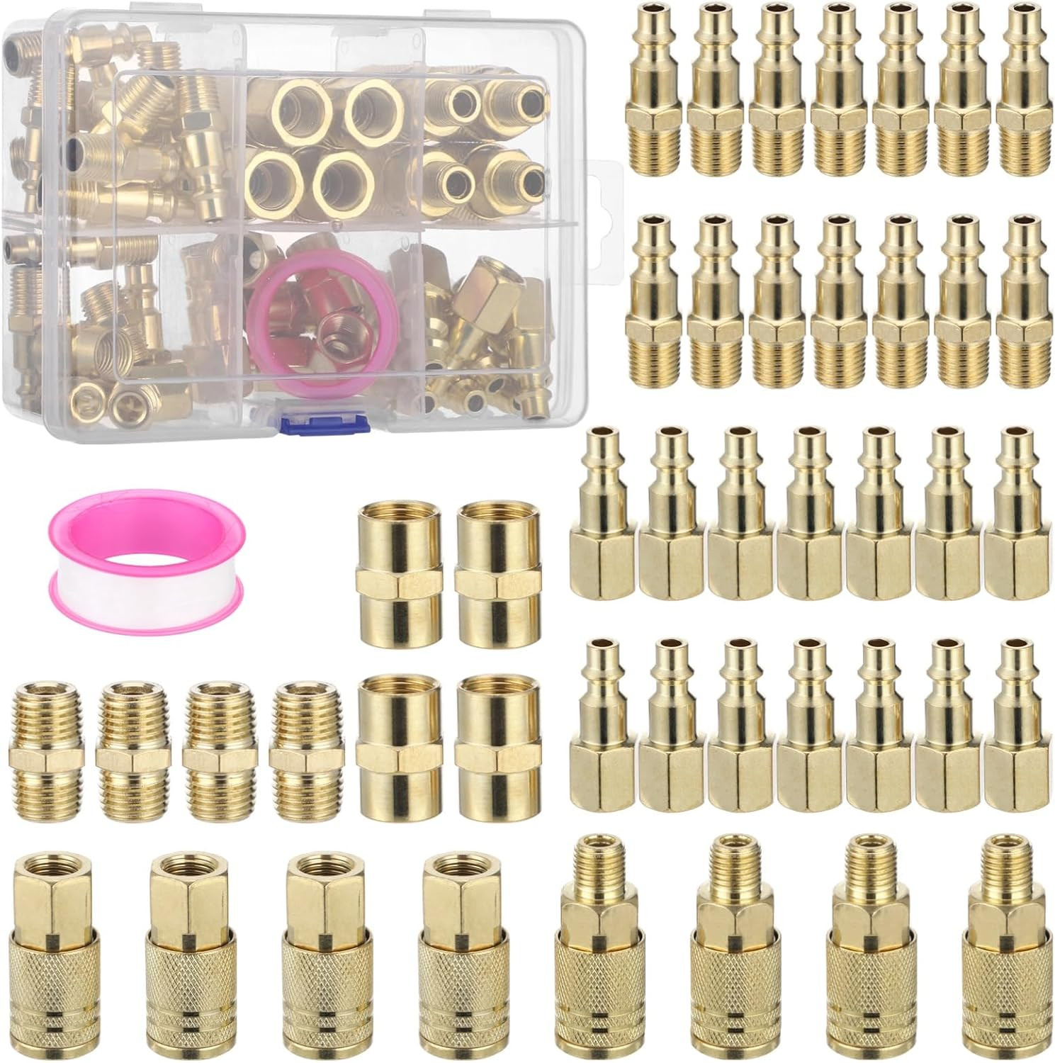 45 PCS Air Coupler & Plug Kit, 1/4 in NPT Quick Connect Air Fittings Set, Indust 45 PCS Air Coupler & Plug Kit, 1/4 in NPT Quick Connect Air Fittings Set, Indust