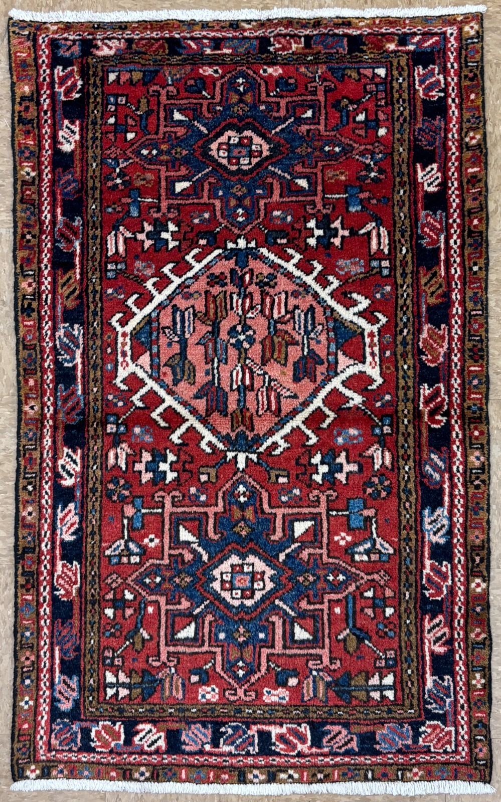 Vintage Karajeh 3x5 Tribal Geometric Hand Knotted Wool Oriental Area Rug Boho