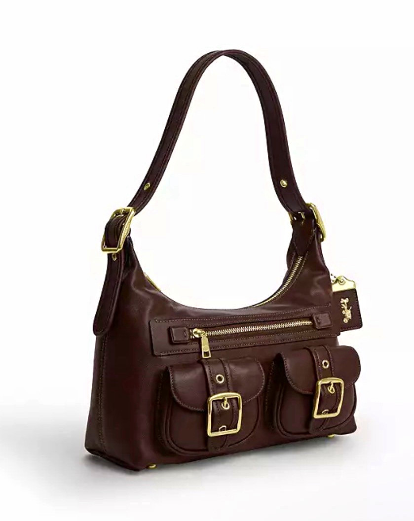 Coach Allison Maple Leather Shoulder Bag with Buckle Accents & Gold Hardware NWT Coach Allison Maple Leather Shoulder Bag with Buckle Accents & Gold Hardware NWT