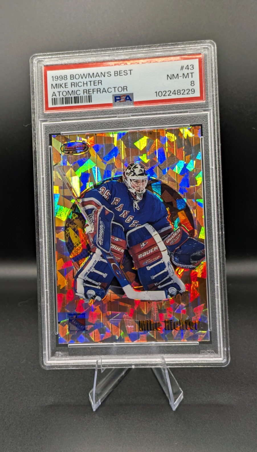 1998 Bowman\'s Best - Mike Richter Atomic Refractor #43 /100 PSA 8