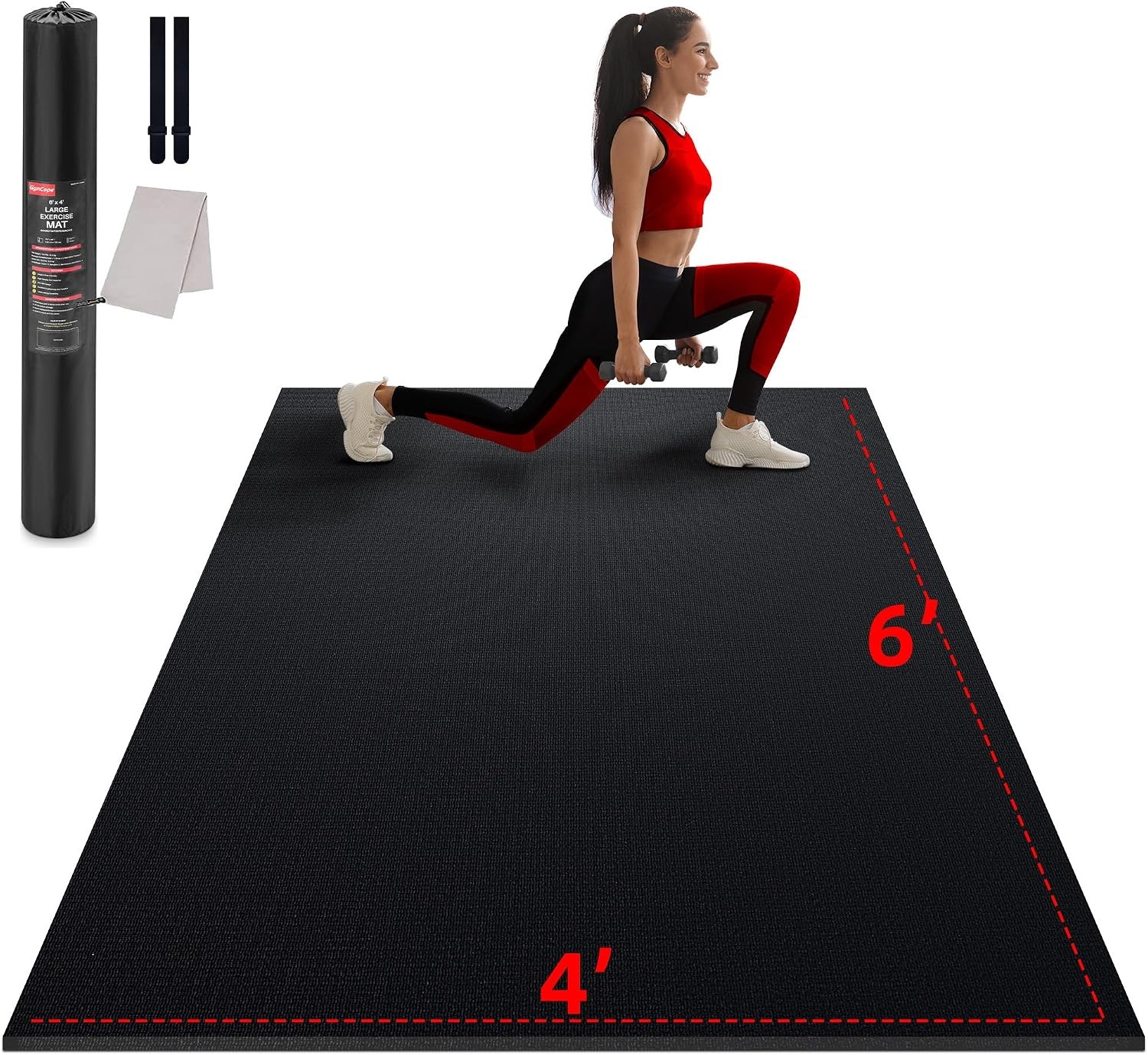 Large Exercise Mat for Home Workouts, 12x6/10x6/9x6/8x6/7x5/6x4 ft