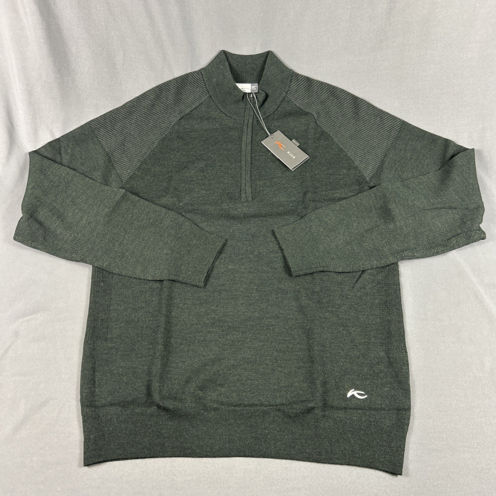 KJUS Golf Pullover Kulum Half Zip XL Dark Olive Wool Polyamide MSRP $279