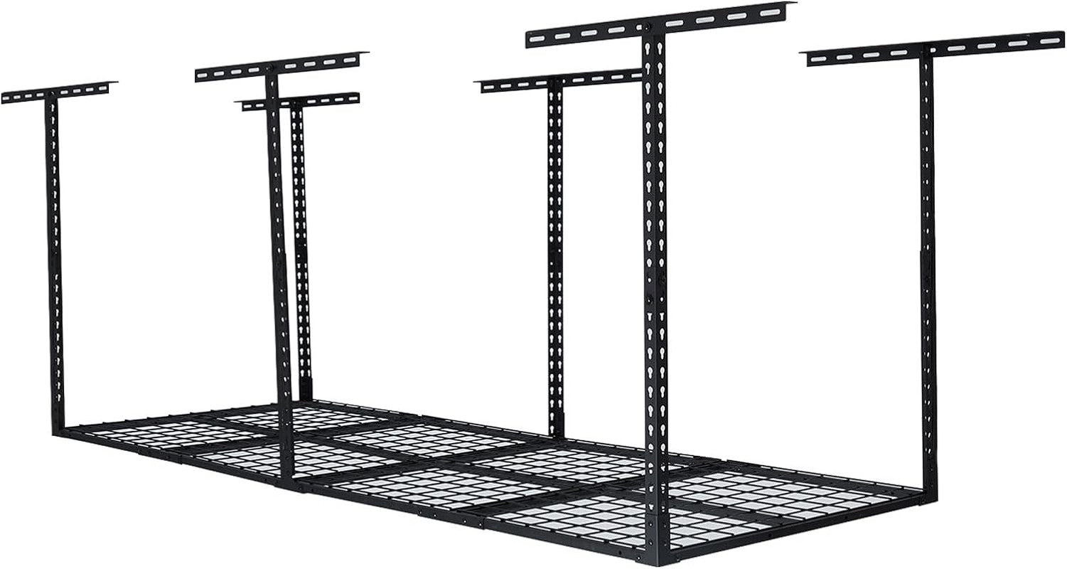 3X8 Ft Heavy Duty Overhead Garage Storage Rack, Adjustable Ceiling Storage Racks