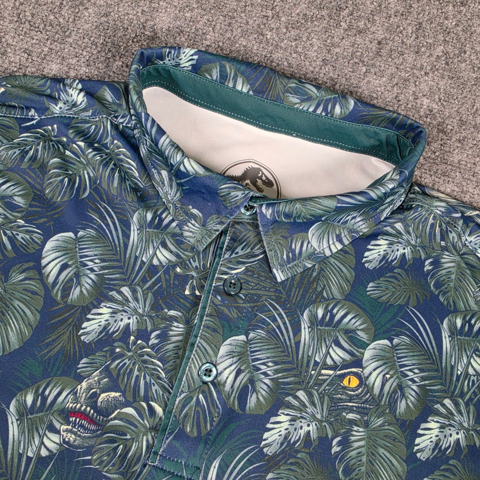 RSVLTS Breakfast Balls Jurassic Park Polo Shirt Mens XL Green Tropical Golf RSVLTS Breakfast Balls Jurassic Park Polo Shirt Mens XL Green Tropical Golf