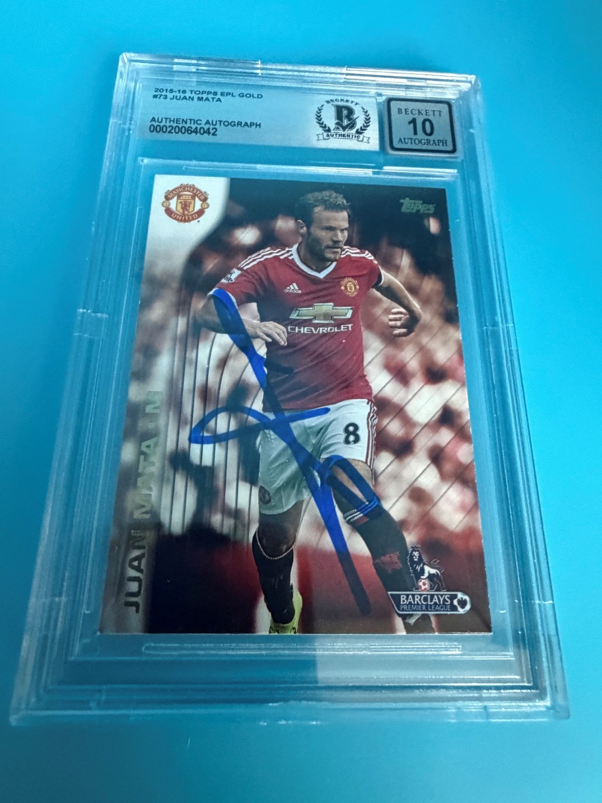 2015-16 TOPPS EPL GOLD - JUAN MATA - SIGNED BECKETT CERTIFIED AUTO 10 2015-16 TOPPS EPL GOLD - JUAN MATA - SIGNED BECKETT CERTIFIED AUTO 10