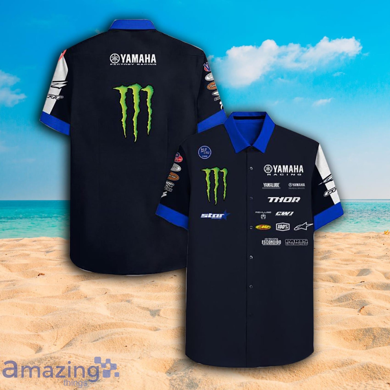 Yamaha Racing Thor Monster Short Sleeve Hawaiian Button down shirt, fan gift Yamaha Racing Thor Monster Short Sleeve Hawaiian Button down shirt, fan gift